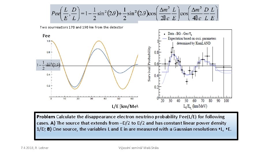 Two sourreactors 170 and 190 km from the detector Pee L/E [km/Me. V] Problem