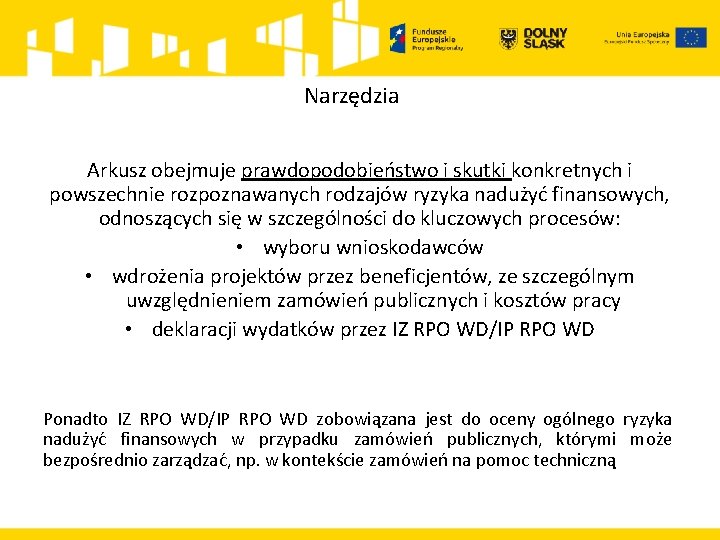 Narzędzia Arkusz obejmuje prawdopodobieństwo i skutki konkretnych i powszechnie rozpoznawanych rodzajów ryzyka nadużyć finansowych,