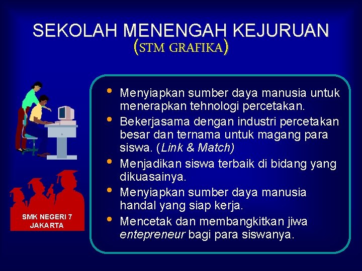 SEKOLAH MENENGAH KEJURUAN (STM GRAFIKA) • • SMK NEGERI 7 JAKARTA • Menyiapkan sumber