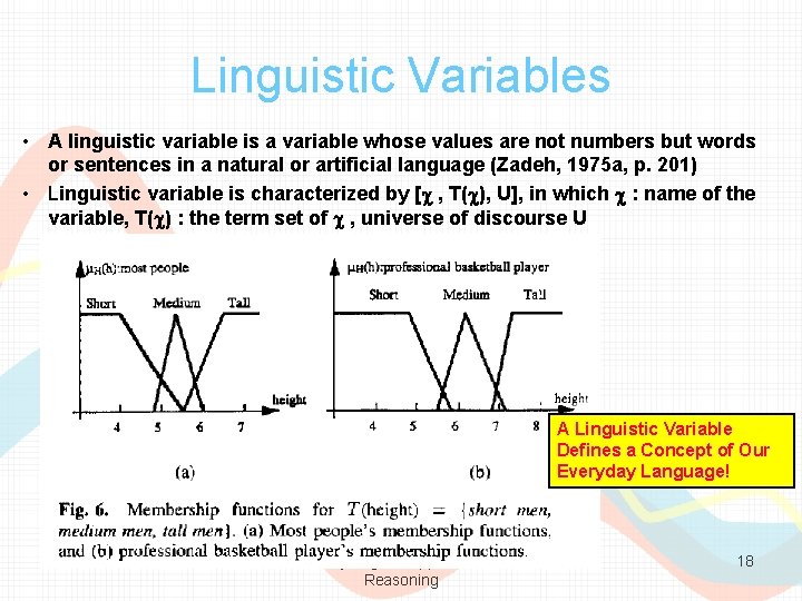 Linguistic Variables • A linguistic variable is a variable whose values are not numbers