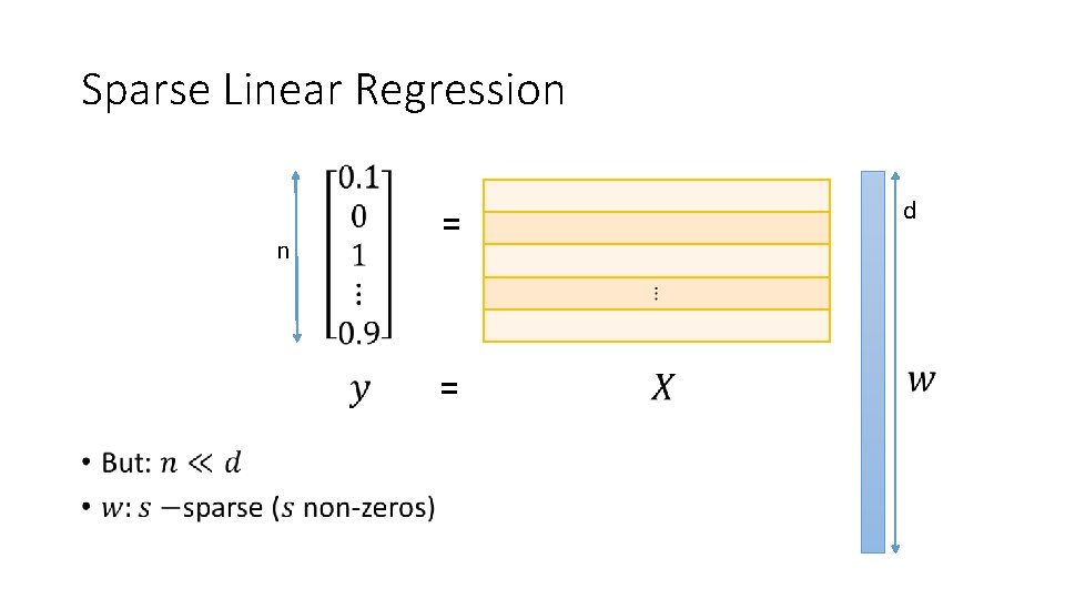 Sparse Linear Regression n d = = 