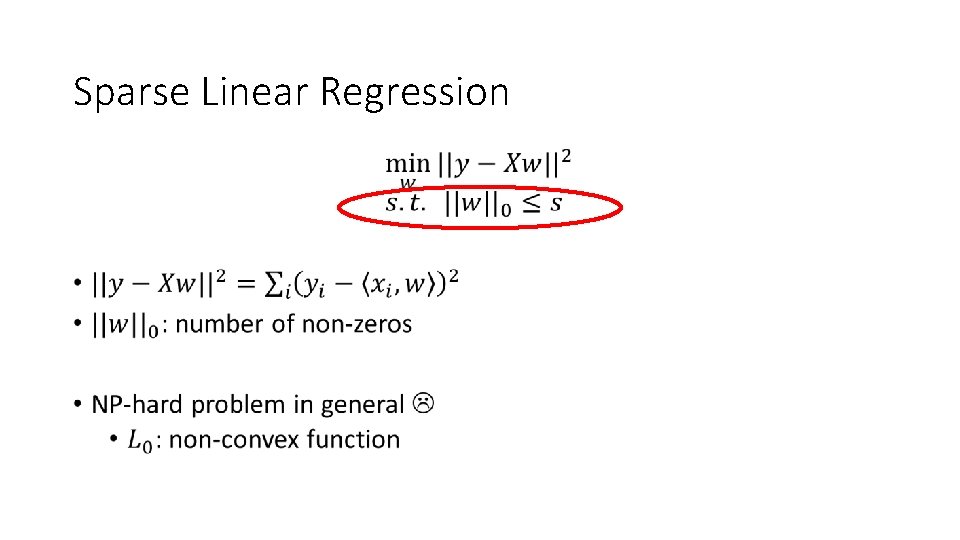 Sparse Linear Regression • 