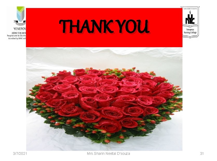 THANK YOU 3/7/2021 Mrs. Sharin Neetal D'souza 31 