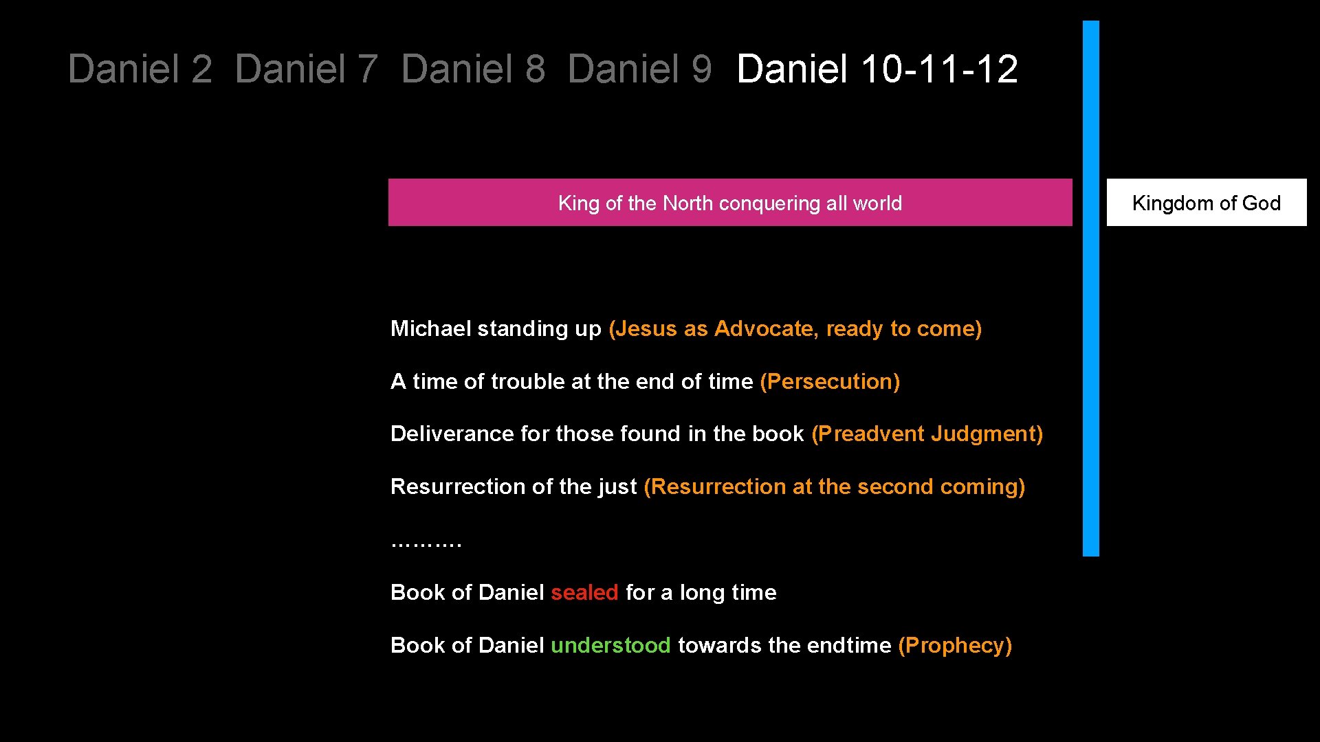 Daniel 2 Daniel 7 Daniel 8 Daniel 9 Daniel 10 -11 -12 King of