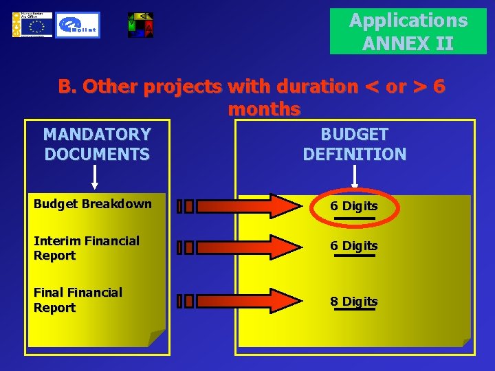 Applications ANNEX II B. Other projects with duration < or > 6 months MANDATORY