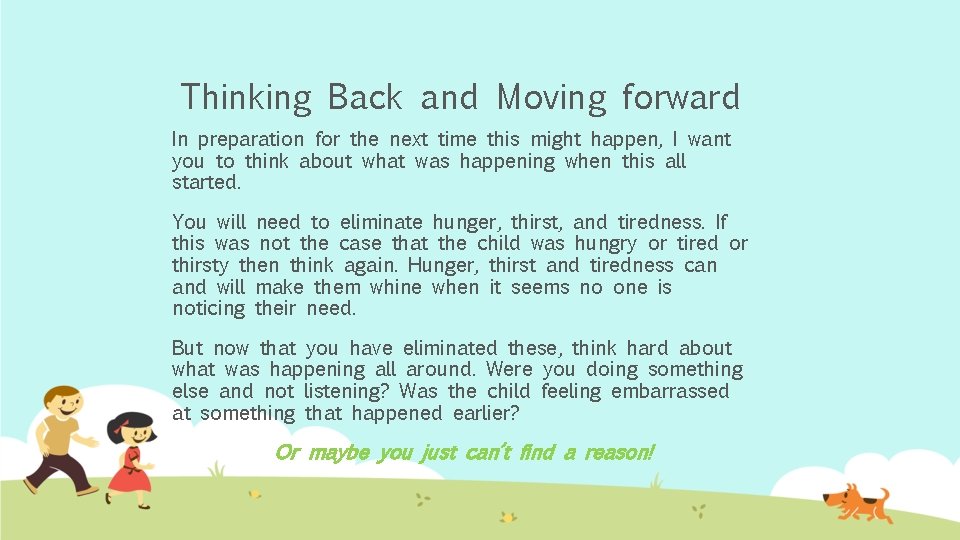 Thinking Back and Moving forward In preparation for the next time this might happen,