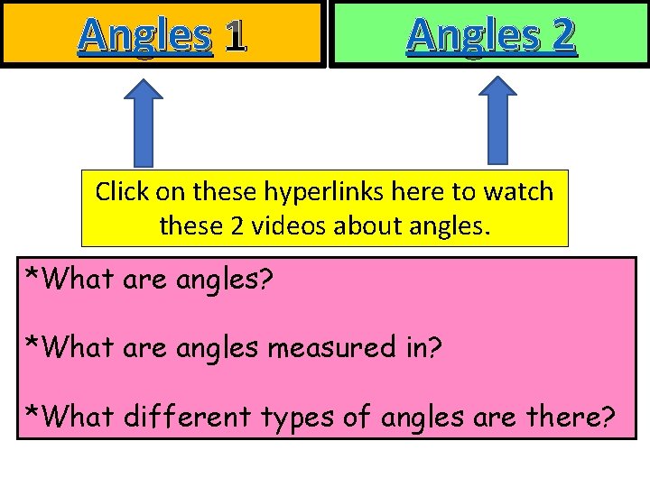 Angles 1 Angles 2 Click on these hyperlinks here to watch these 2 videos