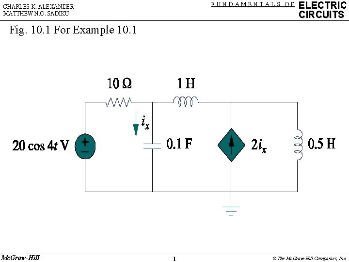 FUNDAMENTALS OF CHARLES K. ALEXANDER MATTHEW N. O. SADIKU ELECTRIC CIRCUITS Fig. 10. 1