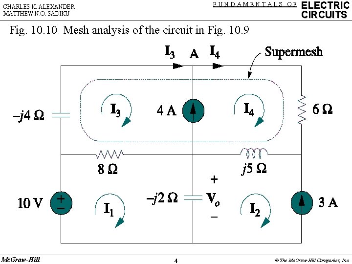 FUNDAMENTALS OF CHARLES K. ALEXANDER MATTHEW N. O. SADIKU ELECTRIC CIRCUITS Fig. 10 Mesh