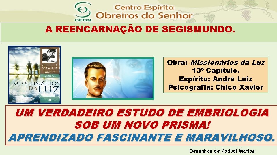 A REENCARNAÇÃO DE SEGISMUNDO. Obra: Missionários da Luz 13º Capítulo. Espírito: André Luiz Psicografia: