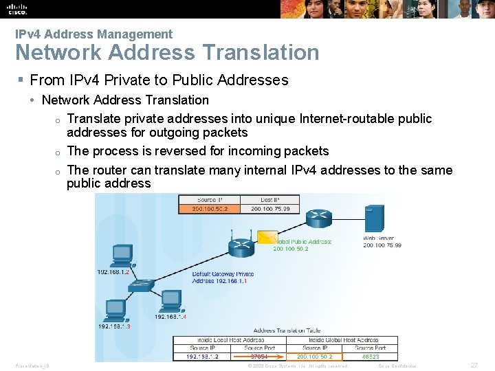 IPv 4 Address Management Network Address Translation § From IPv 4 Private to Public