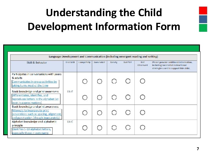 Understanding the Child Development Information Form 7 