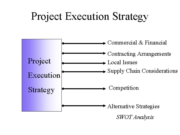 Project Execution Strategy Commercial & Financial Project Execution Strategy Contracting Arrangements Local Issues Supply