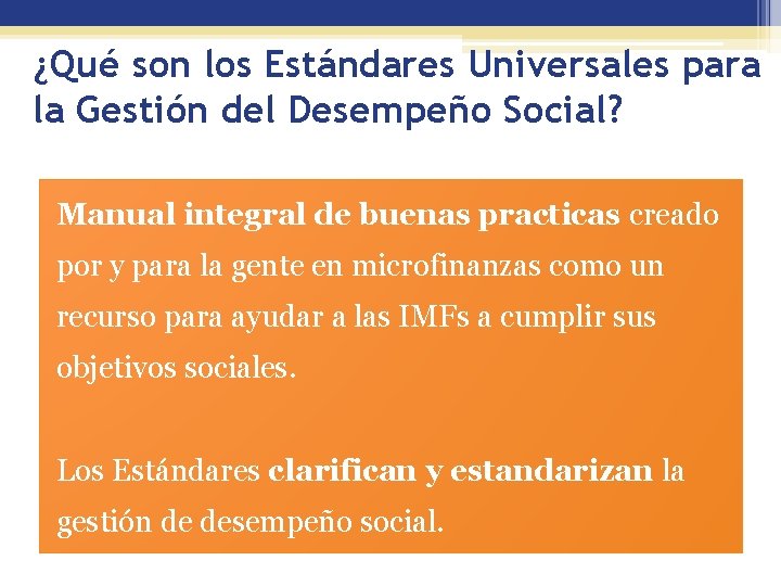 ¿Qué son los Estándares Universales para la Gestión del Desempeño Social? Manual integral de