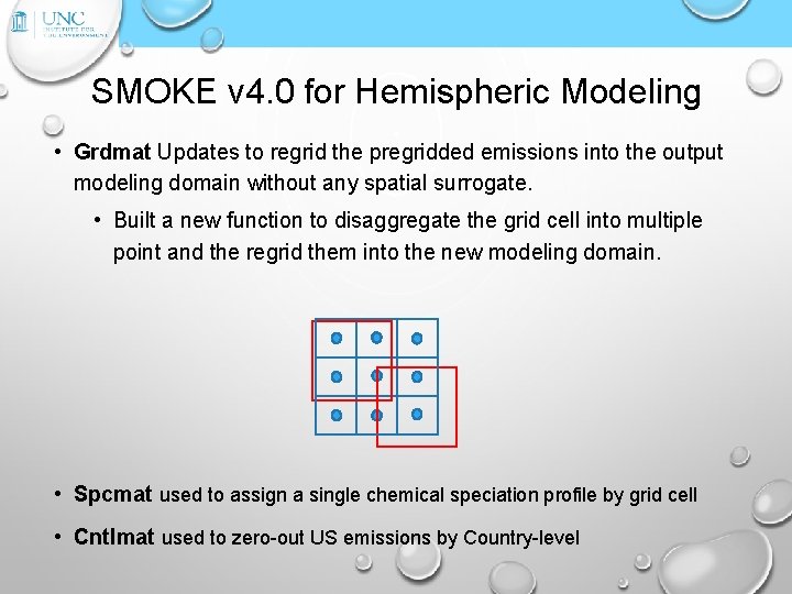SMOKE v 4. 0 for Hemispheric Modeling • Grdmat Updates to regrid the pregridded