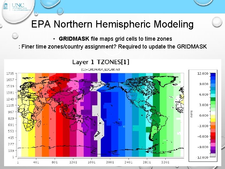 EPA Northern Hemispheric Modeling • GRIDMASK file maps grid cells to time zones :