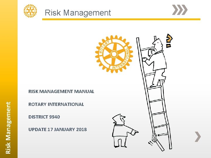 Risk Management RISK MANAGEMENT MANUAL ROTARY INTERNATIONAL DISTRICT 9940 UPDATE 17 JANUARY 2018 