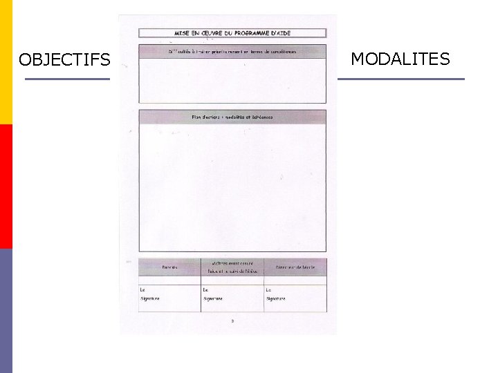 OBJECTIFS MODALITES 