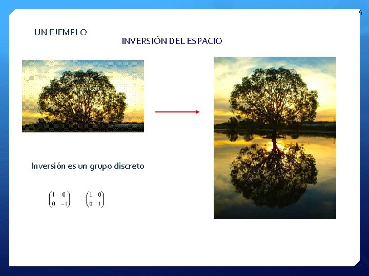 4 UN EJEMPLO INVERSIÓN DEL ESPACIO Inversión es un grupo discreto 