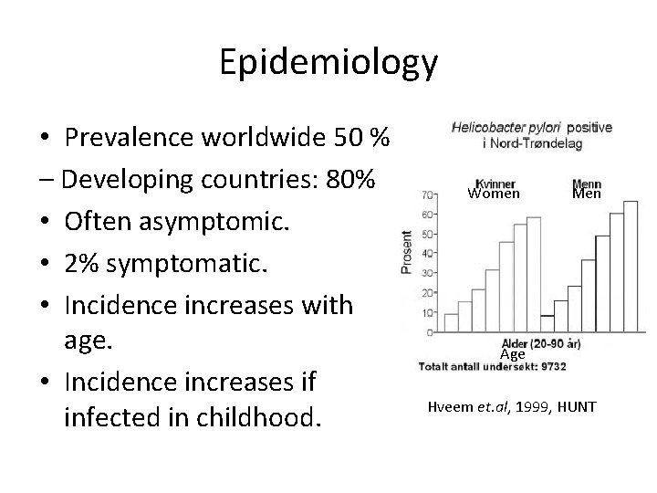 Epidemiology • Prevalence worldwide 50 % – Developing countries: 80% • Often asymptomic. • Epidemiology • Prevalence worldwide 50 % – Developing countries: 80% • Often asymptomic. •