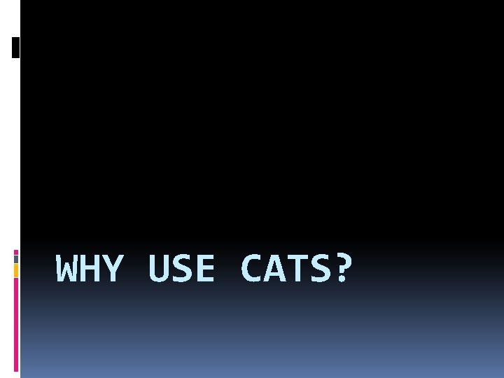 WHY USE CATS? 