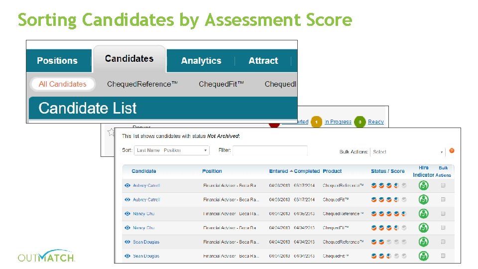 Sorting Candidates by Assessment Score 