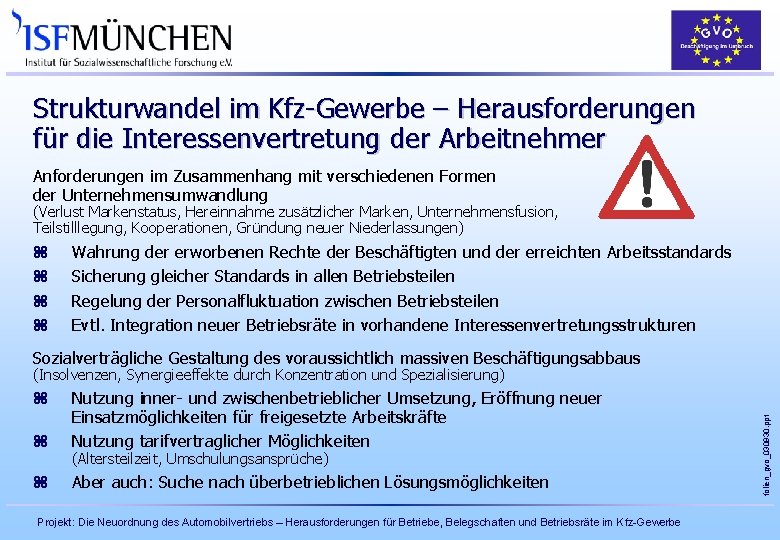 Strukturwandel im Kfz-Gewerbe – Herausforderungen für die Interessenvertretung der Arbeitnehmer Anforderungen im Zusammenhang mit