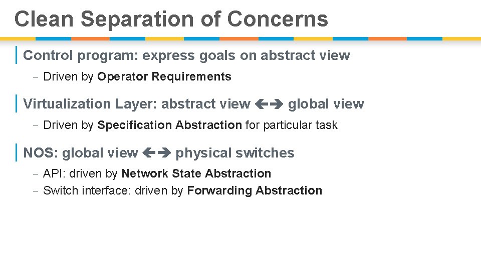 Clean Separation of Concerns | Control program: express goals on abstract view - Driven