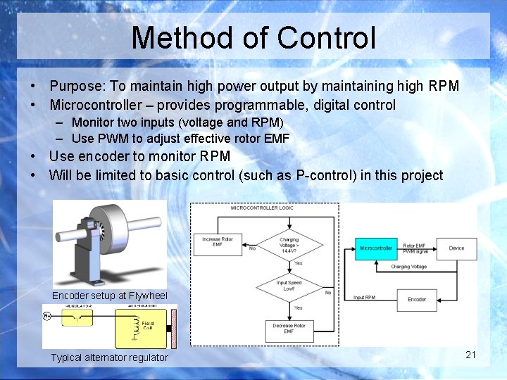 Method of Control • Purpose: To maintain high power output by maintaining high RPM