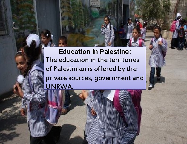 Education in Palestine: The education in the territories of Palestinian is offered by the Education in Palestine: The education in the territories of Palestinian is offered by the