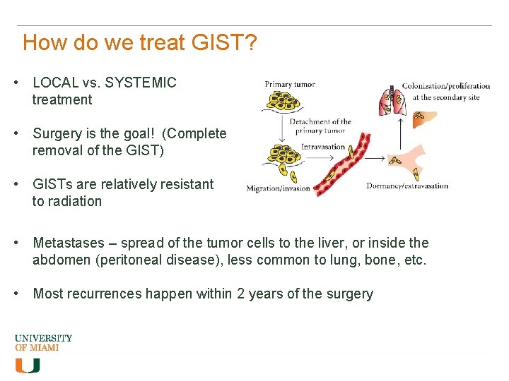 How do we treat GIST? • LOCAL vs. SYSTEMIC treatment • Surgery is the