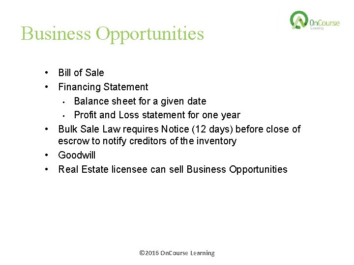 Business Opportunities • Bill of Sale • Financing Statement • Balance sheet for a