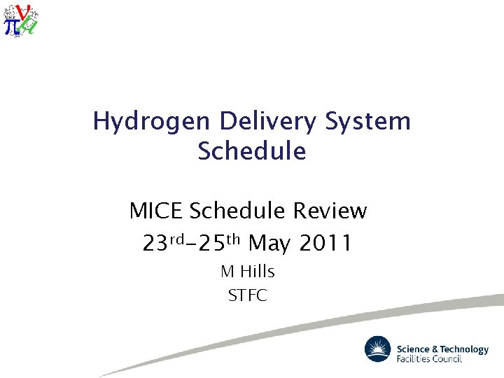 Hydrogen Delivery System Schedule MICE Schedule Review 23 rd-25 th May 2011 M Hills