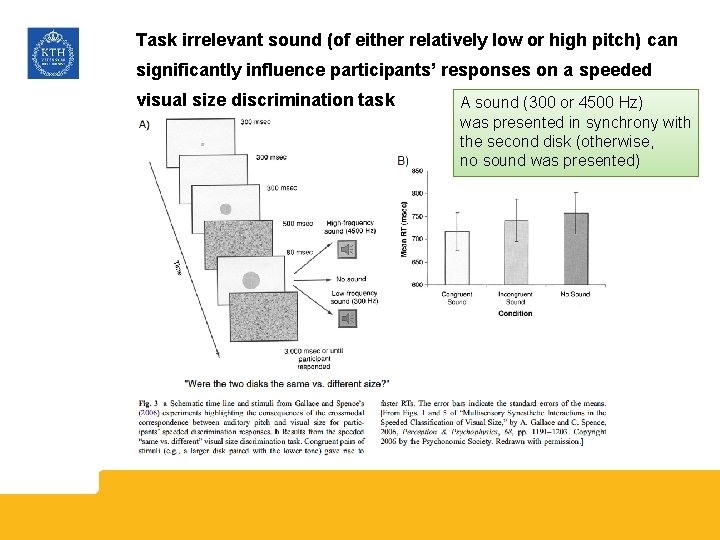 Task irrelevant sound (of either relatively low or high pitch) can significantly influence participants’