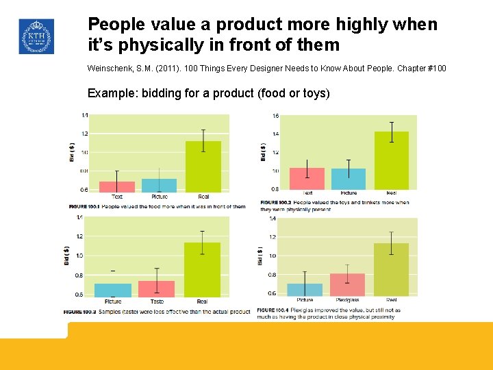 People value a product more highly when it’s physically in front of them Weinschenk,