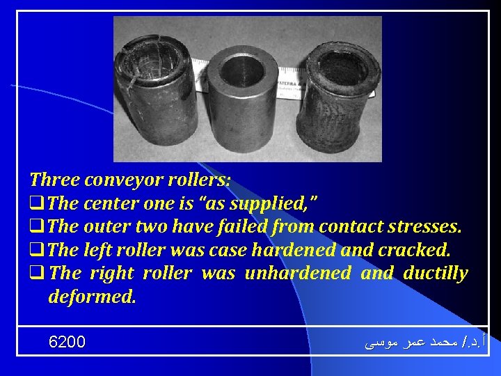 Three conveyor rollers: q. The center one is “as supplied, ” q. The outer