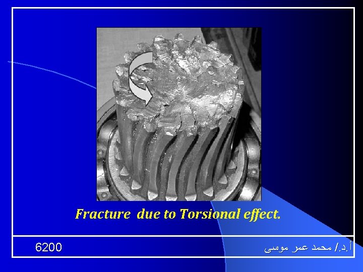 Fracture due to Torsional effect. 6200 ﻣﺤﻤﺪ ﻋﻤﺮ ﻣﻮﺳﻰ /. ﺩ. ﺃ 