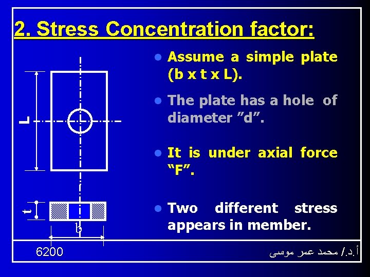 2. Stress Concentration factor: Assume a simple plate (b x t x L). l