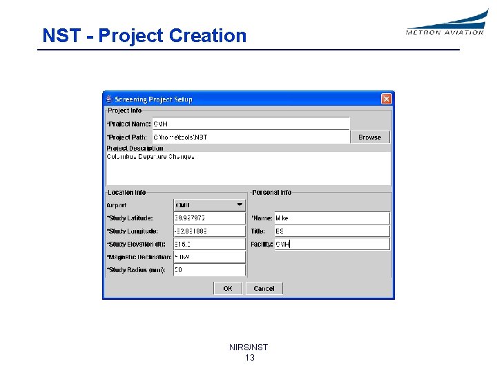 NST - Project Creation NIRS/NST 13 