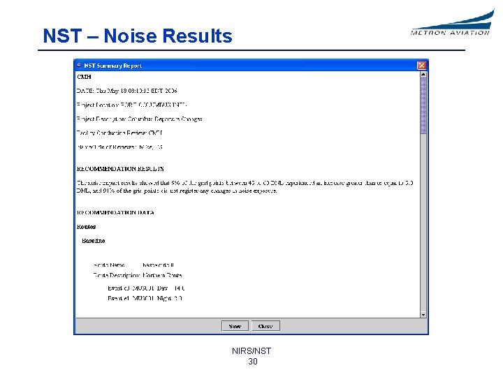 NST – Noise Results NIRS/NST 30 