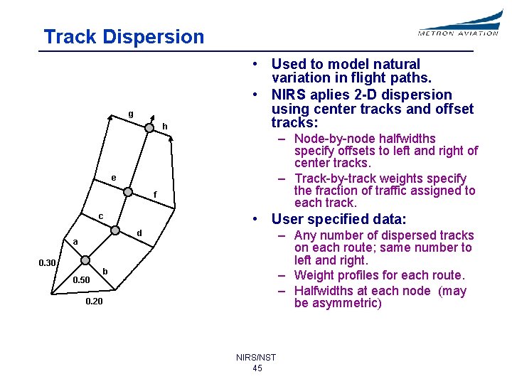 Track Dispersion g h • Used to model natural variation in flight paths. •