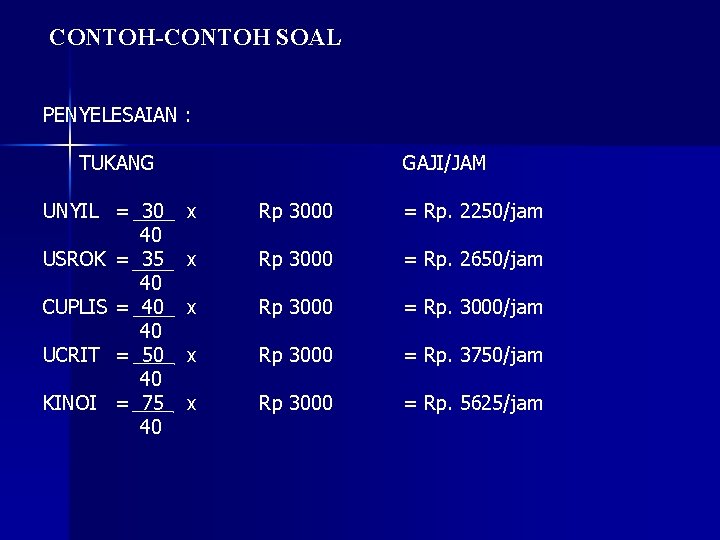 CONTOH-CONTOH SOAL PENYELESAIAN : TUKANG UNYIL = 30 40 USROK = 35 40 CUPLIS