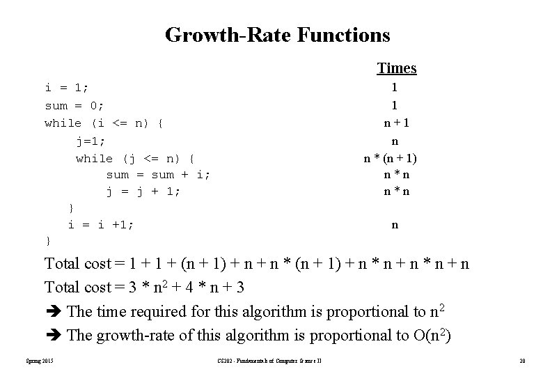 Analysis Of Algorithms Spring 15 Cs 2 Fundamentals