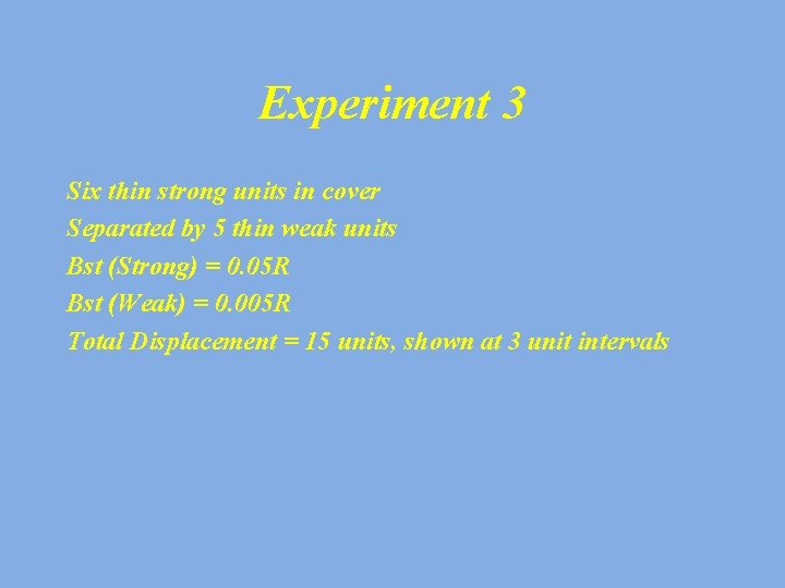 Experiment 3 Six thin strong units in cover Separated by 5 thin weak units