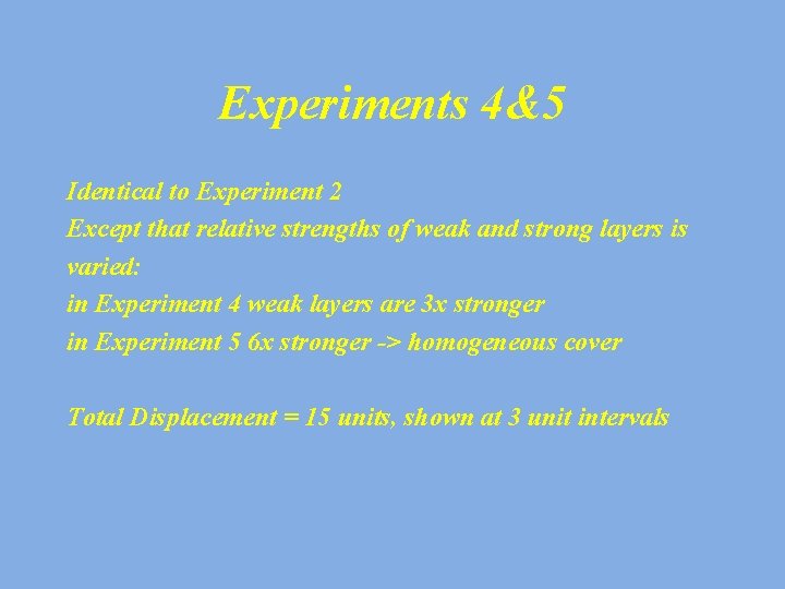 Experiments 4&5 Identical to Experiment 2 Except that relative strengths of weak and strong