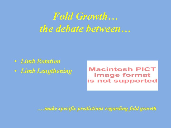 Fold Growth… the debate between… • Limb Rotation • Limb Lengthening …. make specific
