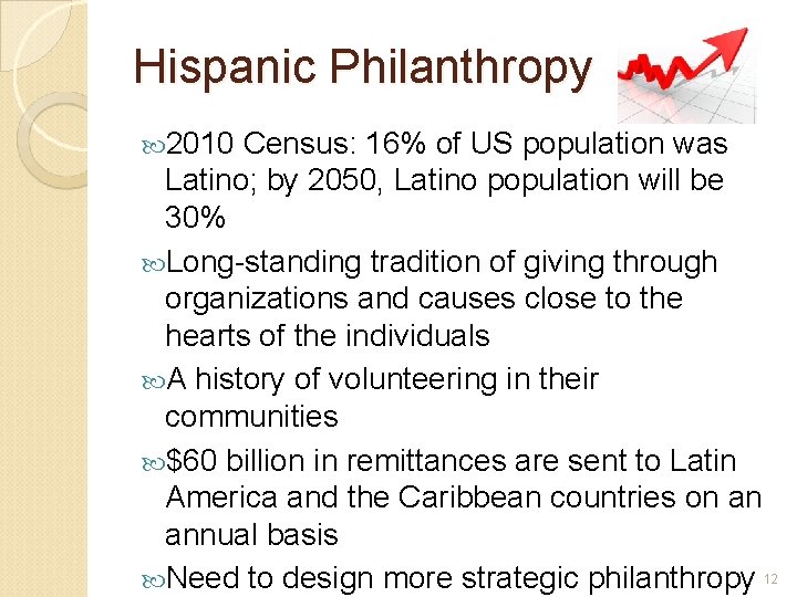 Hispanic Philanthropy 2010 Census: 16% of US population was Latino; by 2050, Latino population