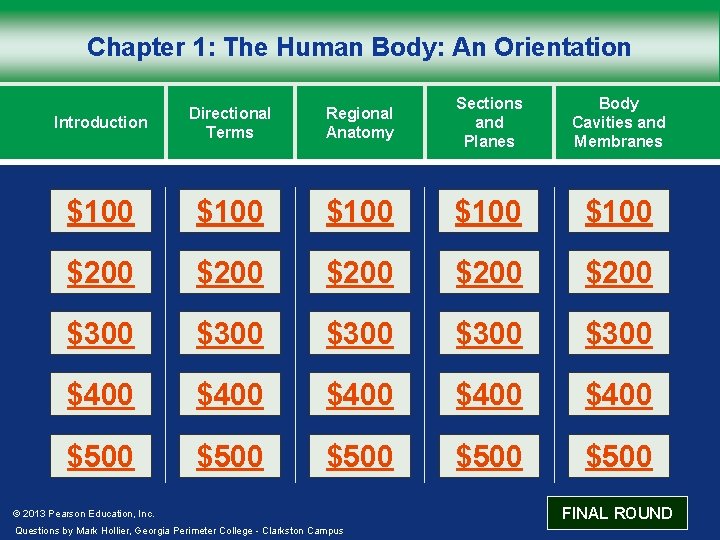 Chapter 1: The Human Body: An Orientation Introduction Directional Terms Regional Anatomy Sections and