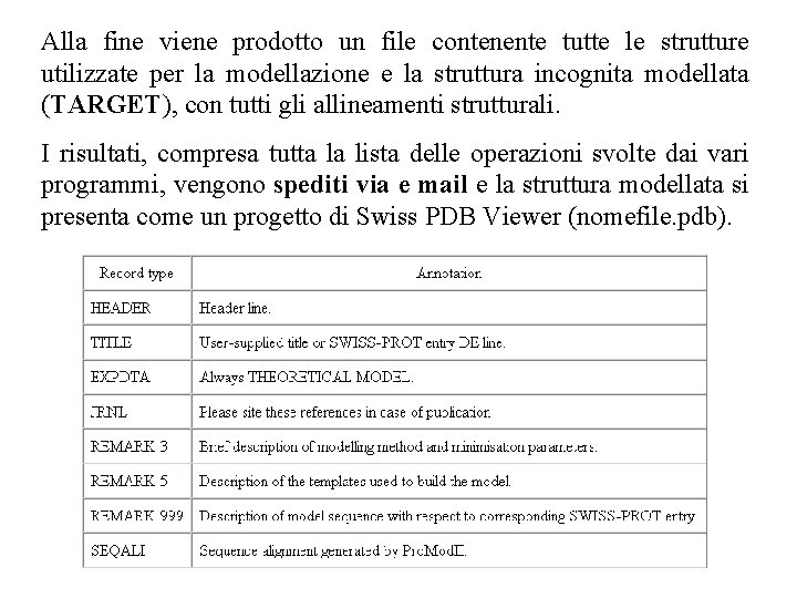 Alla fine viene prodotto un file contenente tutte le strutture utilizzate per la modellazione