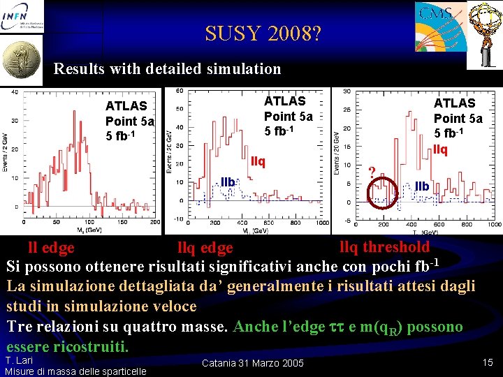SUSY 2008? Results with detailed simulation ATLAS Point 5 a 5 fb-1 llq llb SUSY 2008? Results with detailed simulation ATLAS Point 5 a 5 fb-1 llq llb